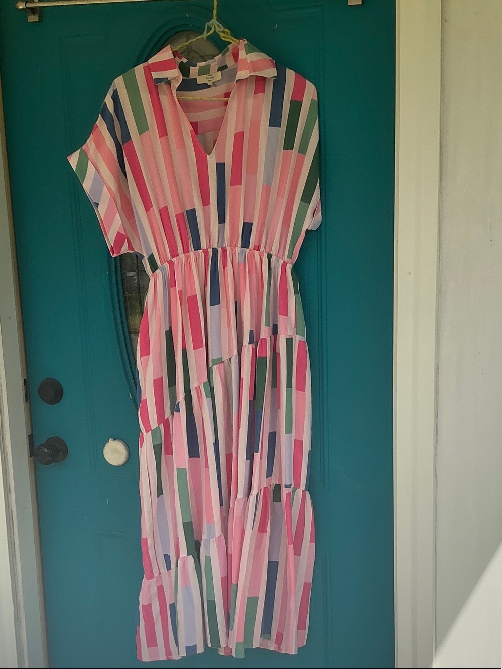Colorful Striped Pink Midi Dress